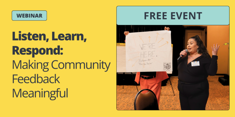 webinar post with a woman presenting and speaking into a microphone